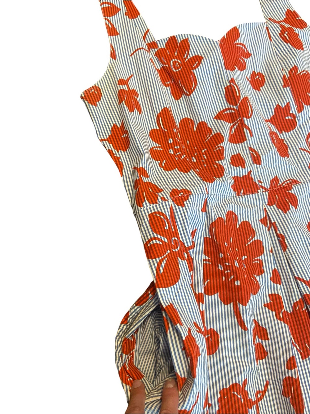 Draper James Red Floral Stripe Sundress 8 Flawed - Picture 3 of 8